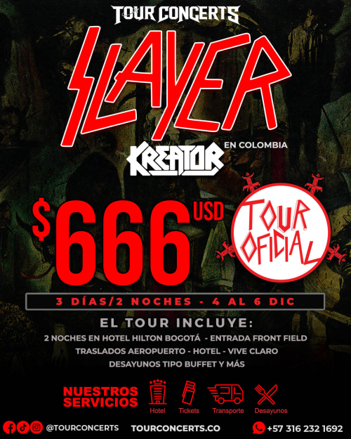 Tour Oficial Slayer Kreator - Colombia 20206