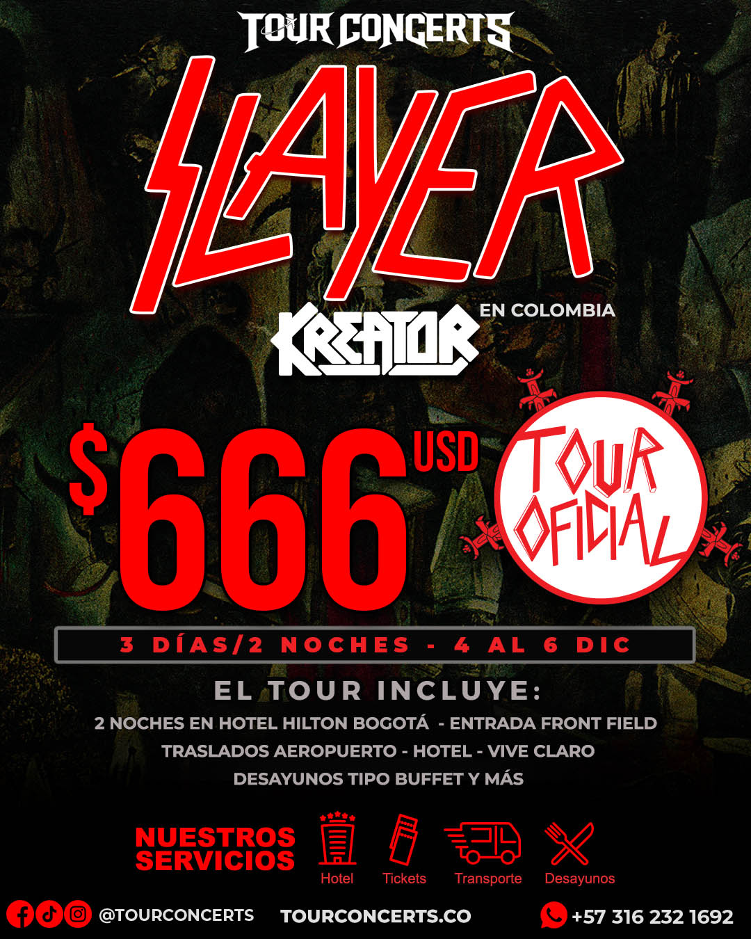Tour Oficial Slayer Kreator - Colombia 20206